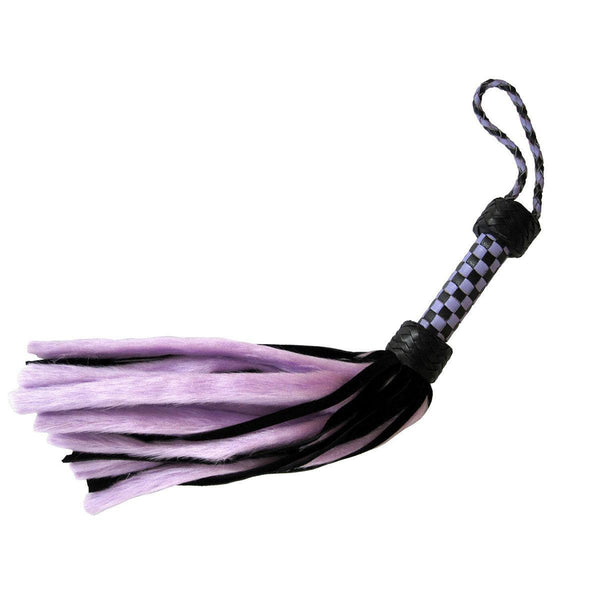 Suede and Fluff Mini Flogger, Black/Red - The Tool Shed: An Erotic Boutique
