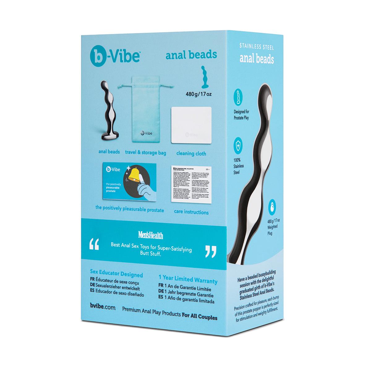 B-Vibe Stainless Steel Anal Beads - shop enby