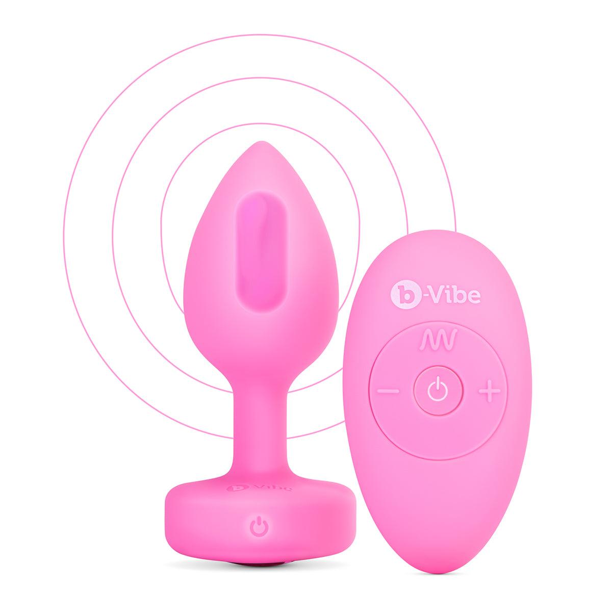 B-Vibe Vibrating Heart Plug Small/Medium - Pink Topaz - shop enby