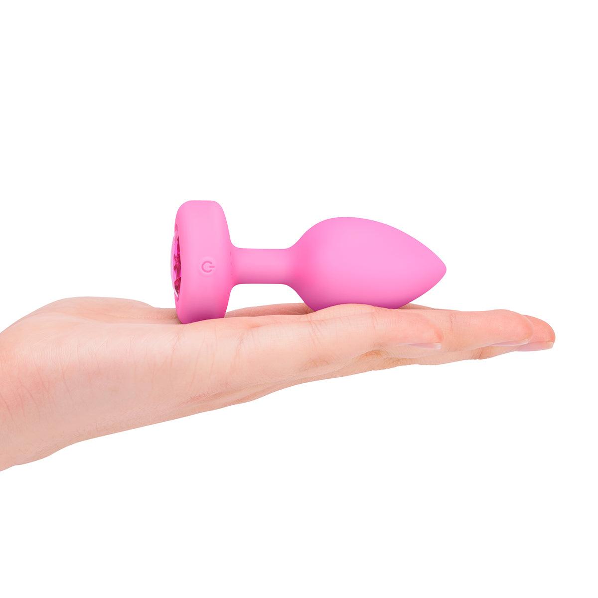 B-Vibe Vibrating Heart Plug Small/Medium - Pink Topaz - shop enby