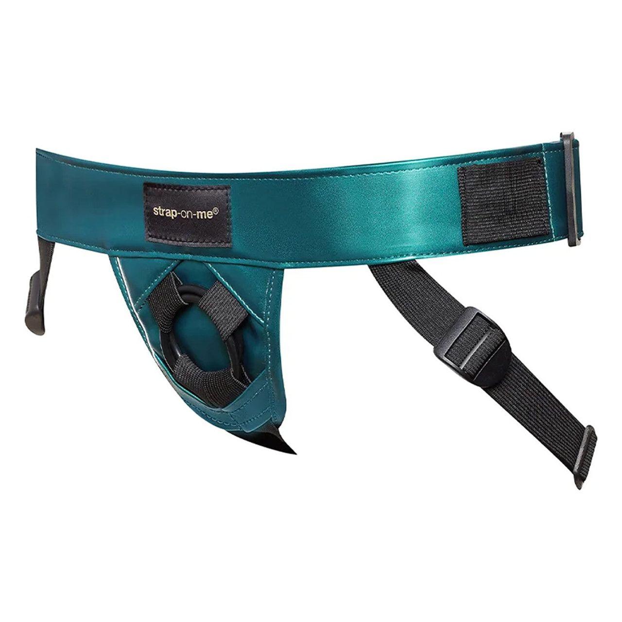 Strap-On-Me Curious Leatherette Harness - Metallic Green - shop enby