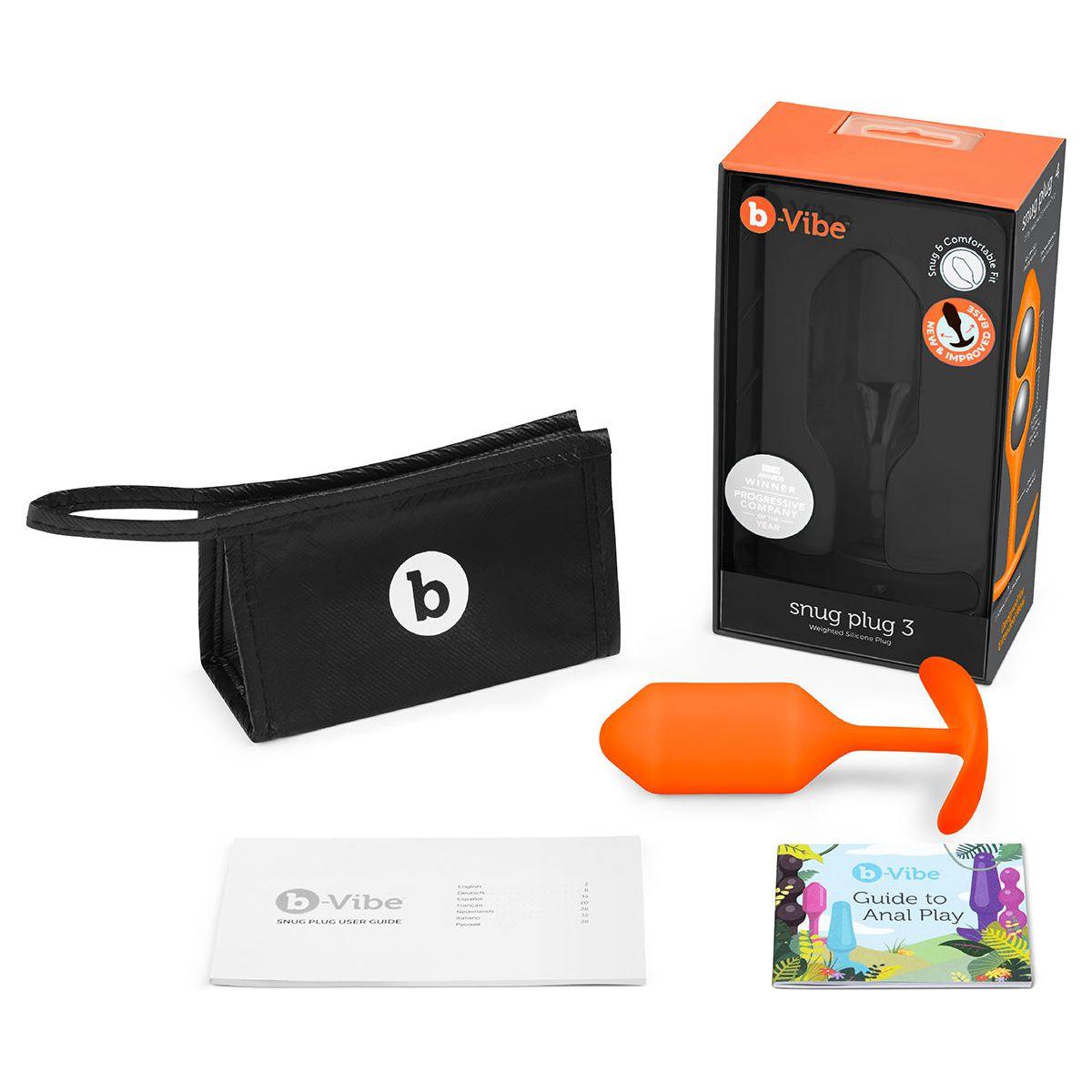 B-Vibe Snug Plug 3 (L) - Orange - shop enby
