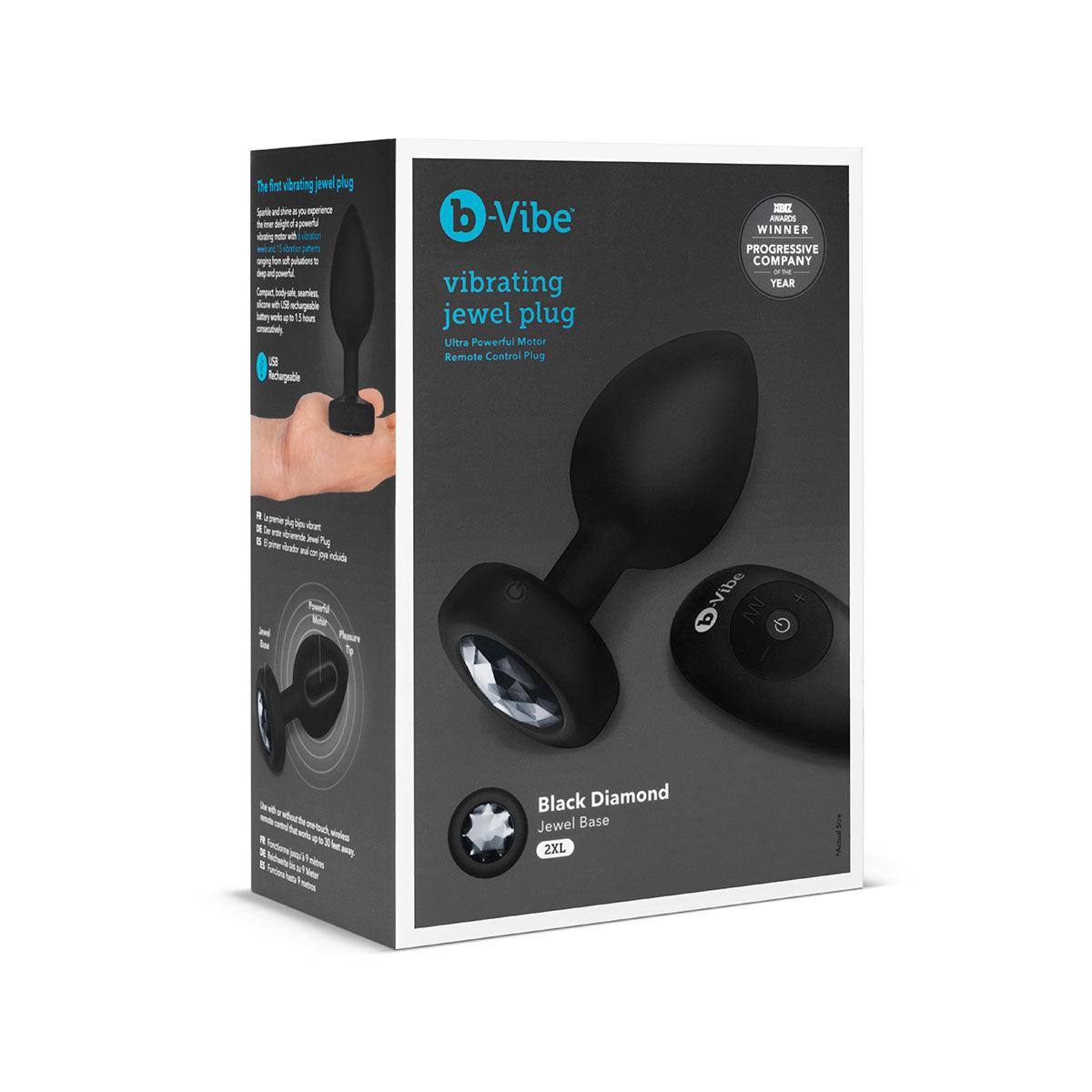 B-Vibe Vibrating Jewel Plug 2XL - Black - shop enby