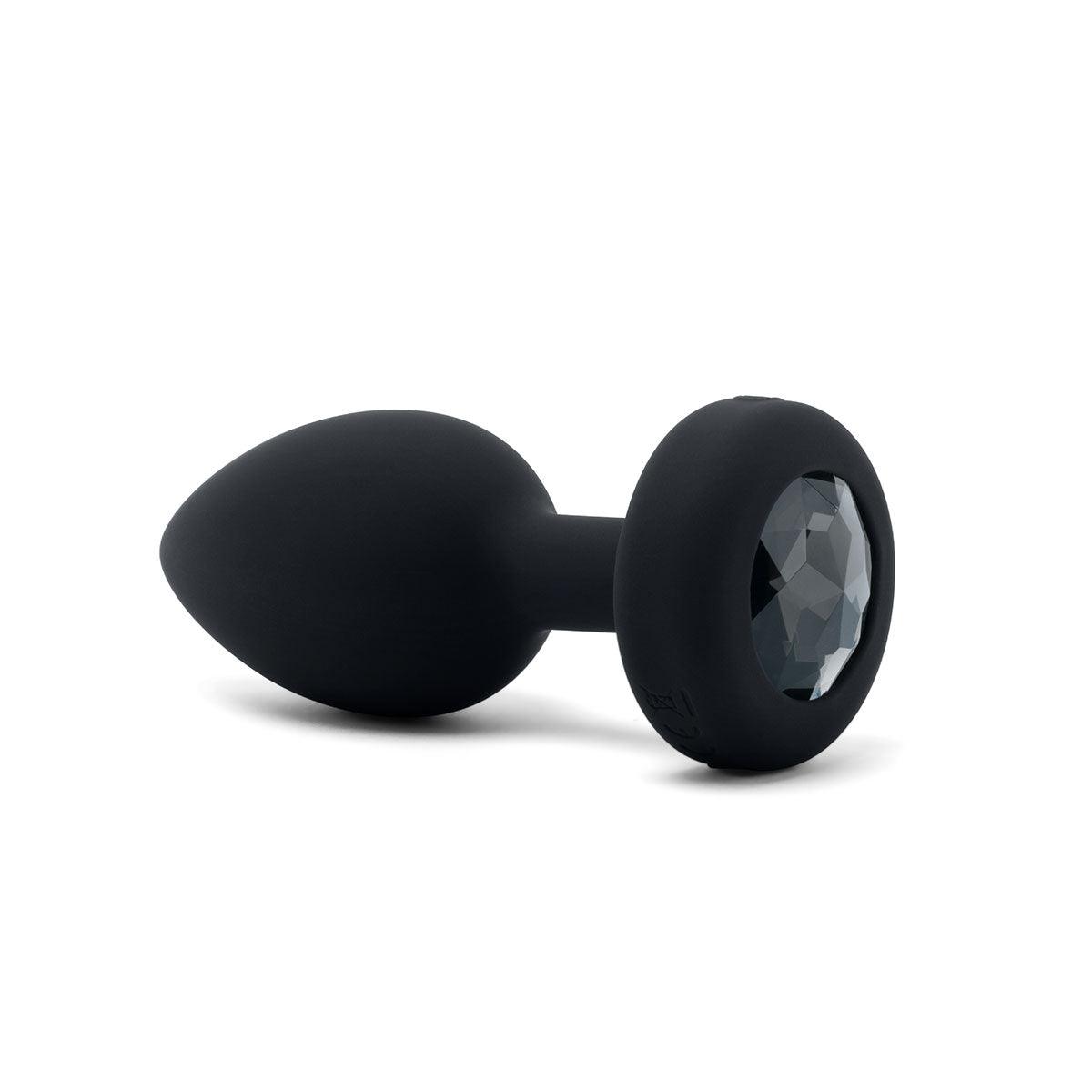 B-Vibe Vibrating Jewel Plug Medium-Large - Black - shop enby