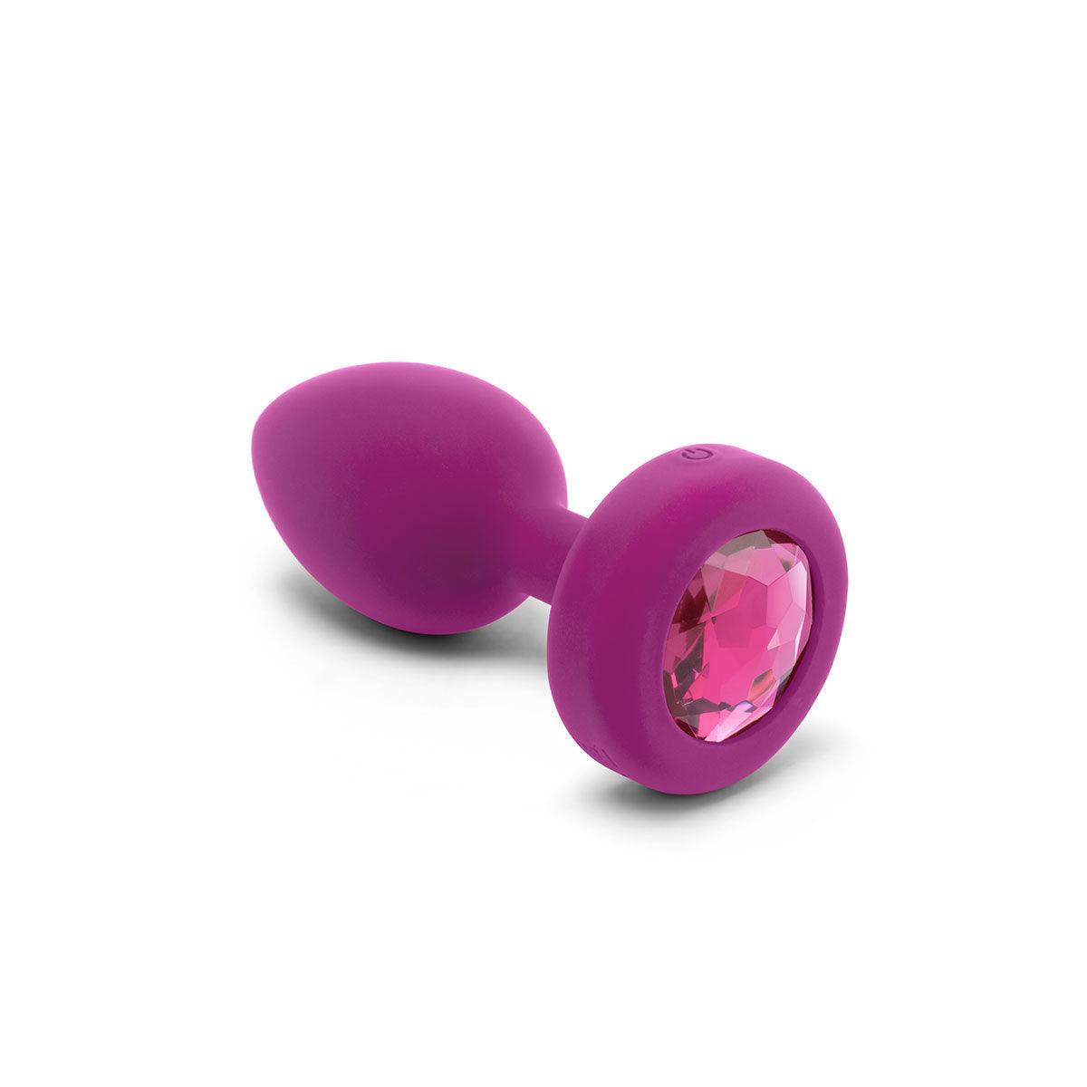 B-Vibe Vibrating Jewel Plug Small-Medium - Fuchsia - shop enby