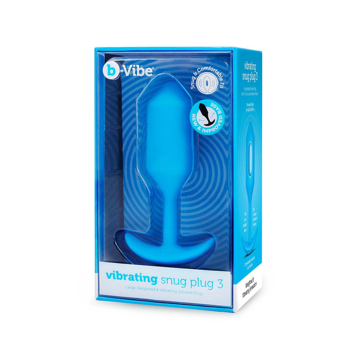 B-Vibe Vibrating Snug Plug 3 (L) - Blue - shop enby