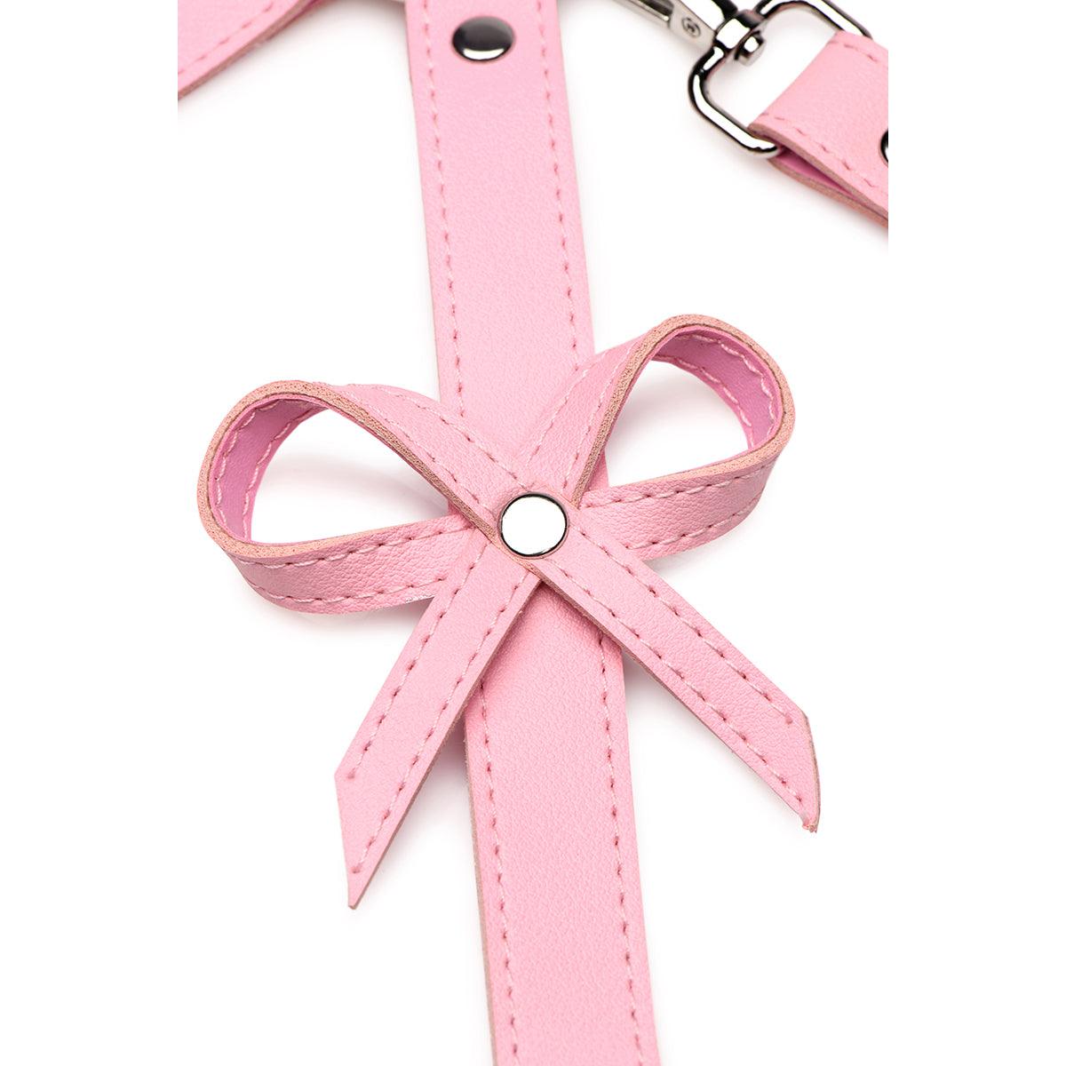 Bondage Harness with Bows - Pink XL-2XL - shop enby