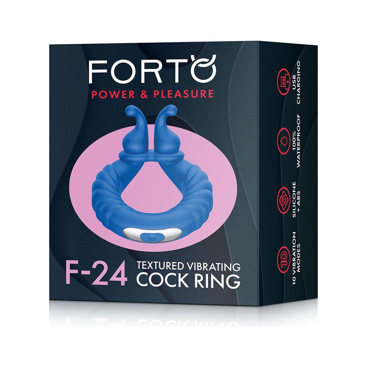 FORTO F-24 Textured Vibrating C-Ring 40 mm - Blue - shop enby