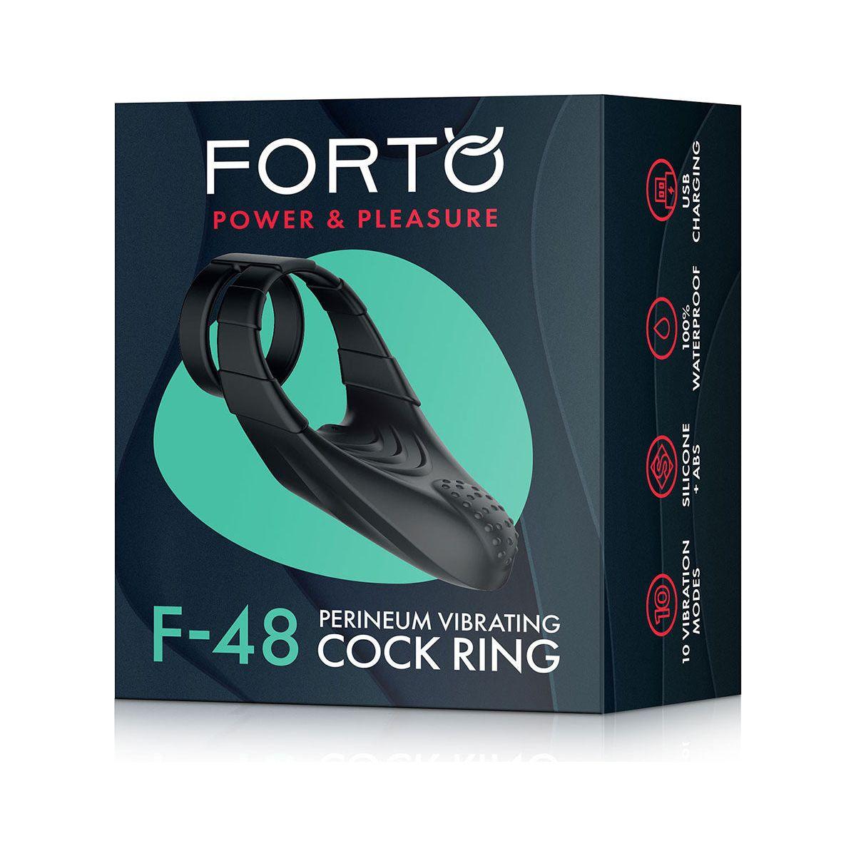 FORTO F-48 Vibrating Perineum Double C-Ring - Black - shop enby