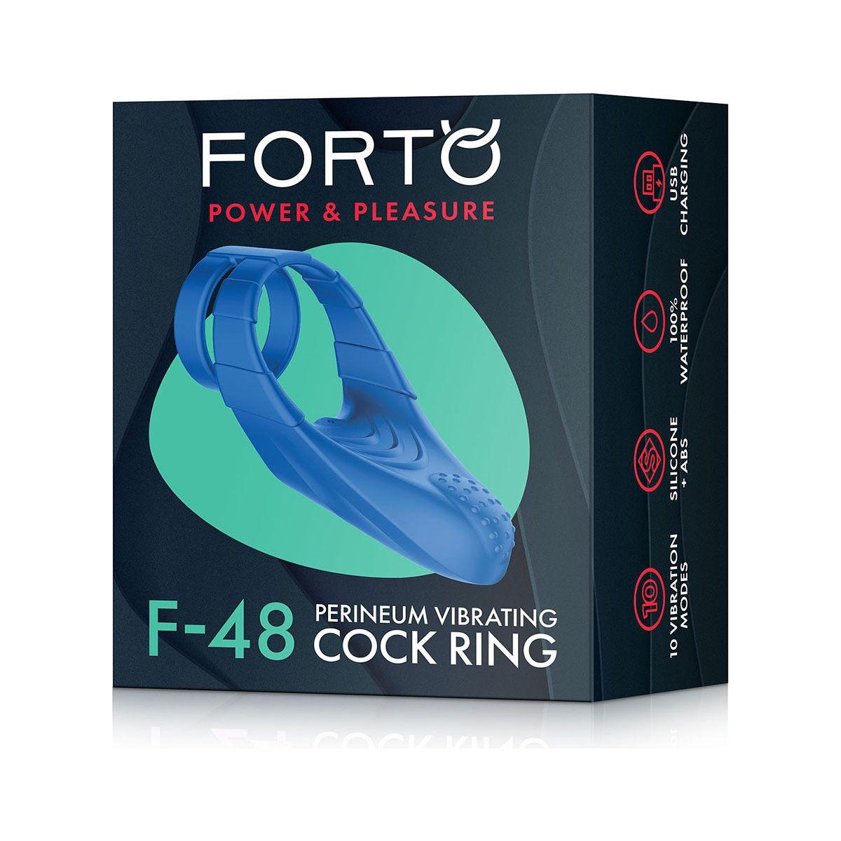 FORTO F-48 Vibrating Perineum Double C-Ring - Blue - shop enby