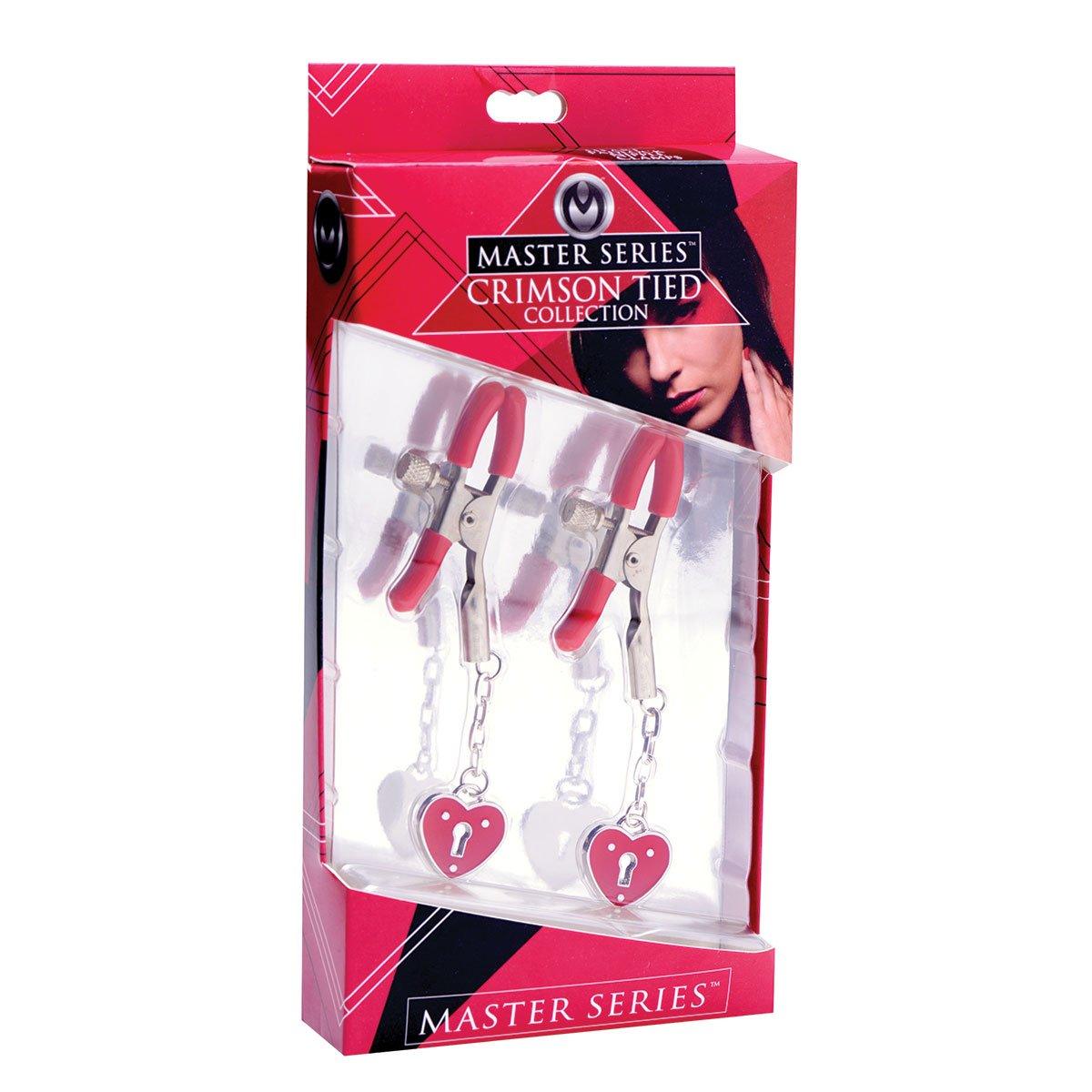 Heart Padlock Nipple Clamps - Red - shop enby