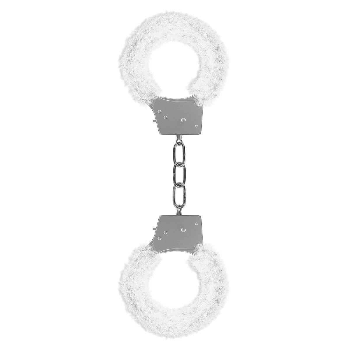 Ouch Beginner's Handcuffs Furry - White - shop enby