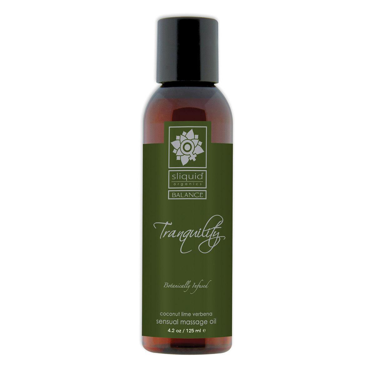 Dark Olive Green Sliquid Organics Massage Oil Tranquility 4.2oz