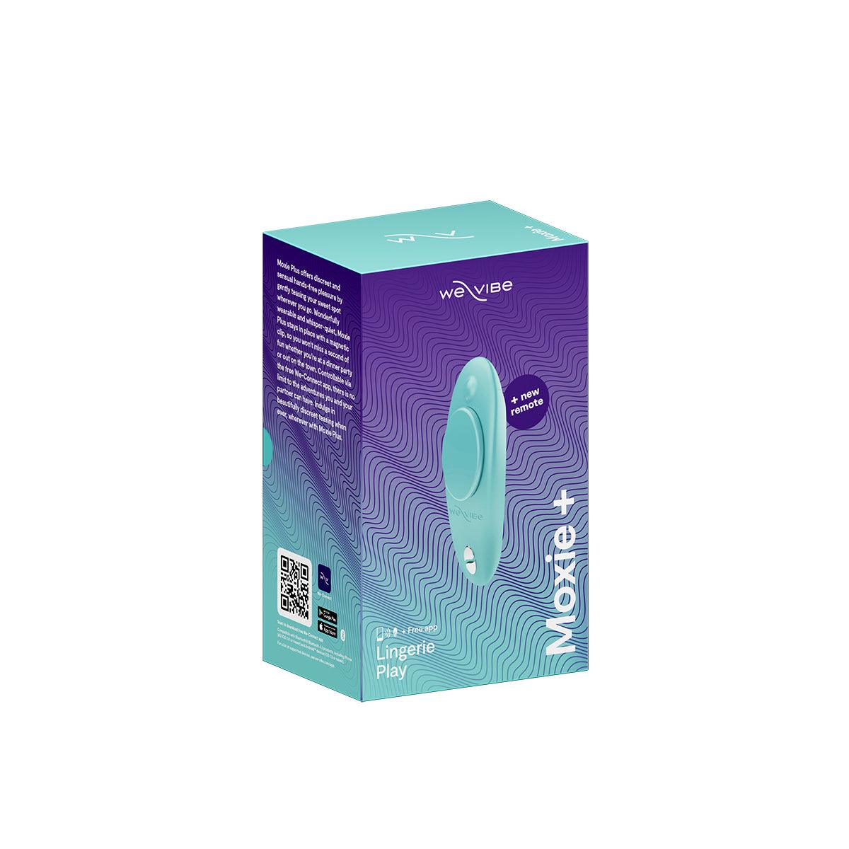 We-Vibe Moxie+ Wearable Hands-Free Remote-Controlled Magnetic Panty Vibrator- Aqua - shop enby